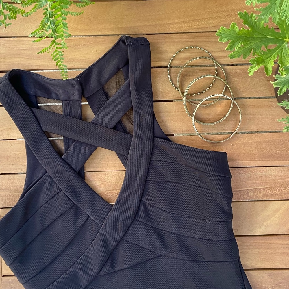 Ruby Rox black banded cutout dress